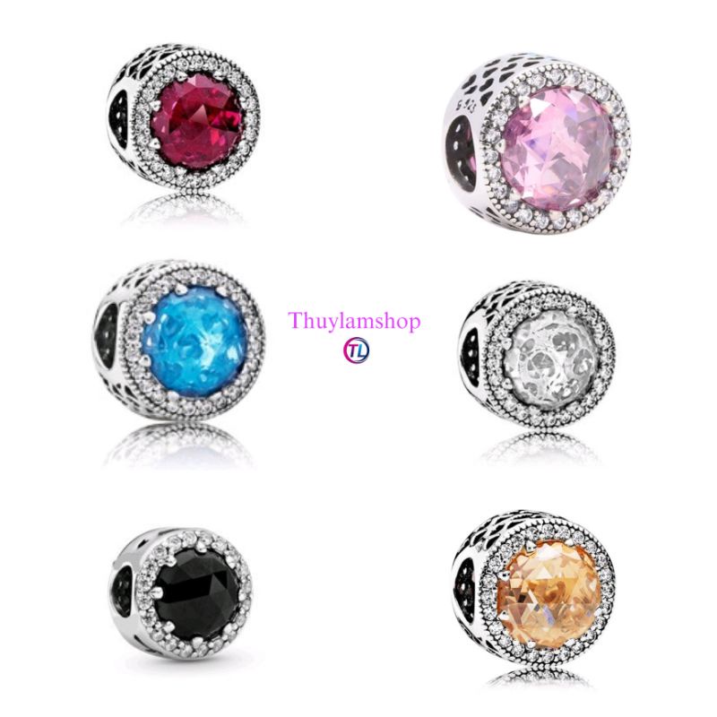 Charm radian panda bạc s925 đính đá pha lê vĩnh viễn bảo hành mã DG01