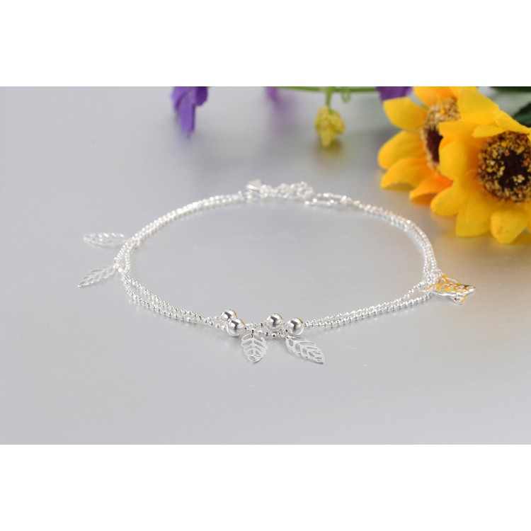 Lắc chân mạ bạc siêu sáng phong cách Hàn Quốc trang sức phụ kiện nam nữ thiết kế sáng tạo