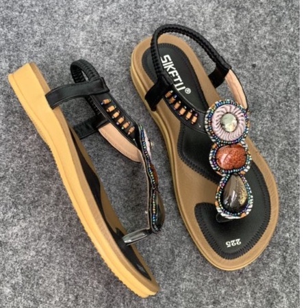 Sandal xỏ ngón MAILIAA 001 quai kẹp đính đá thổ cẩm