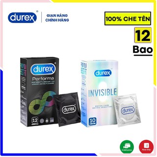 Bộ 2 bao cao su siêu mỏng Durex Invisible 10 bao và Durex Performa 12 bao. Tặng kèm hôp 3 bao cao su durex.
