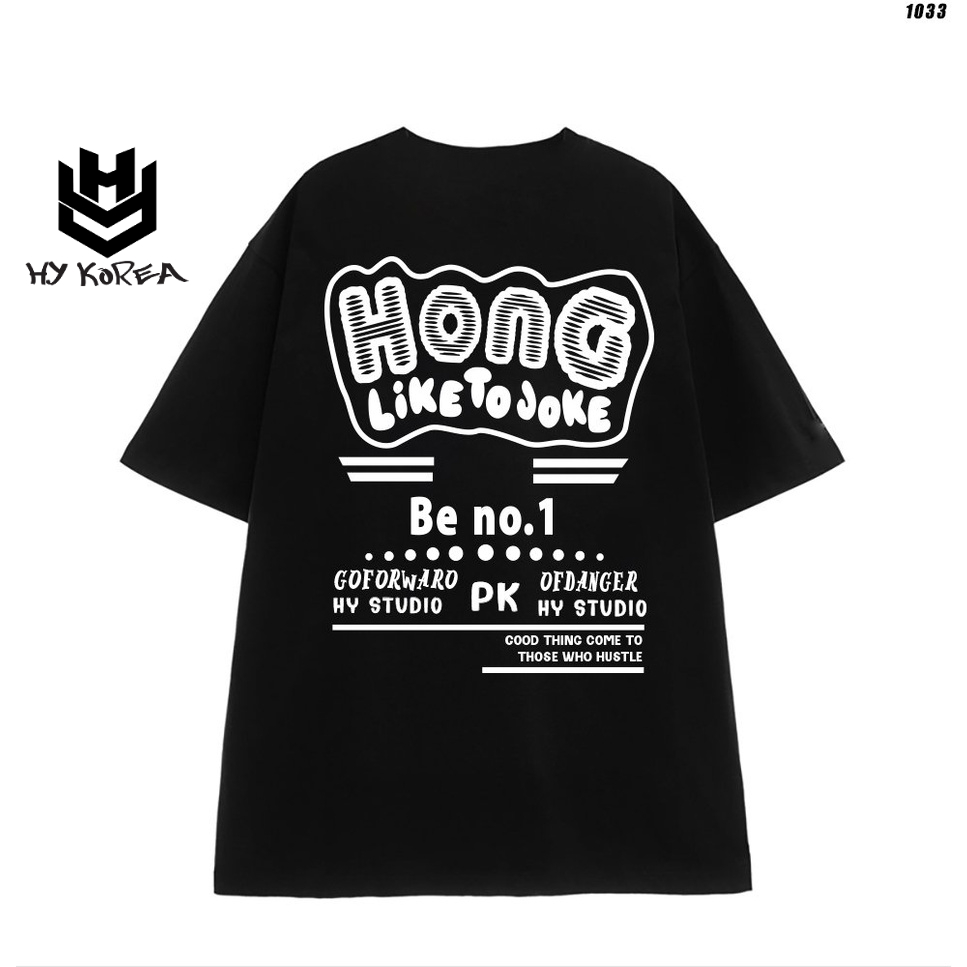 Áo thun form rộng nam nữ tay lỡ HY KOREA Hong 1033
