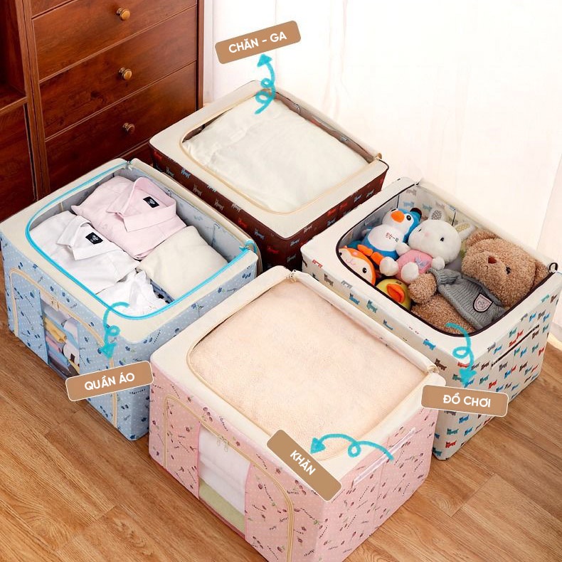 Hộp Vải Đựng Quần Áo Vải Khung thép thùng đựng quần áo đồ lót đồ chơi hộp đa năng Kích Thước Lớn 80 L 88306