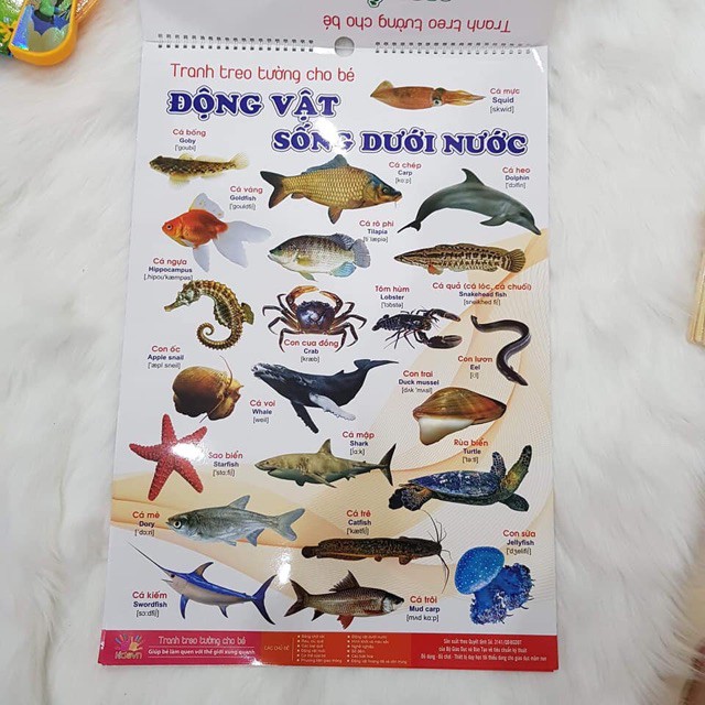 [Mã LIFETOYS1 giảm 30K đơn 99K] Bộ tranh treo tường học tập 12 chủ đề song ngữ cho bé