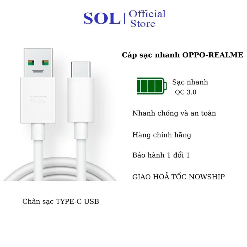 Cáp sạc oppo chuẩn cáp Vooc sạc nhanh oppo / realme hàng chính hãng sạc nhanh bảo hành 1 đổi 1