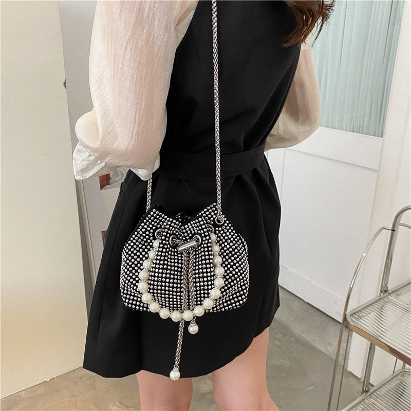 Túi Đeo JASMIN NOIR Chéo Đính Ngọc Trai Kim Cương Dành Cho Nữ