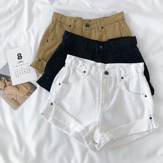 quần short jean chun eo gập gấu