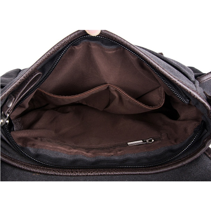 Túi đeo chéo, túi messenger vải canvas, vải bố phối da PU TDC17