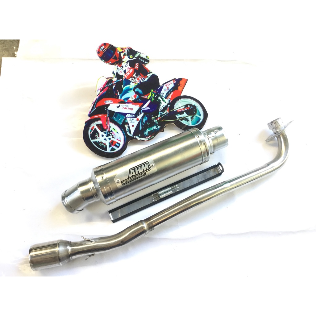 Bộ pô ahm TRẮNG full cổ INOX THẲNG WAVE, SI, CUP, DREAM, EXCITER, WINER, SONIC, RAIDER FI, SATRIA, GSX