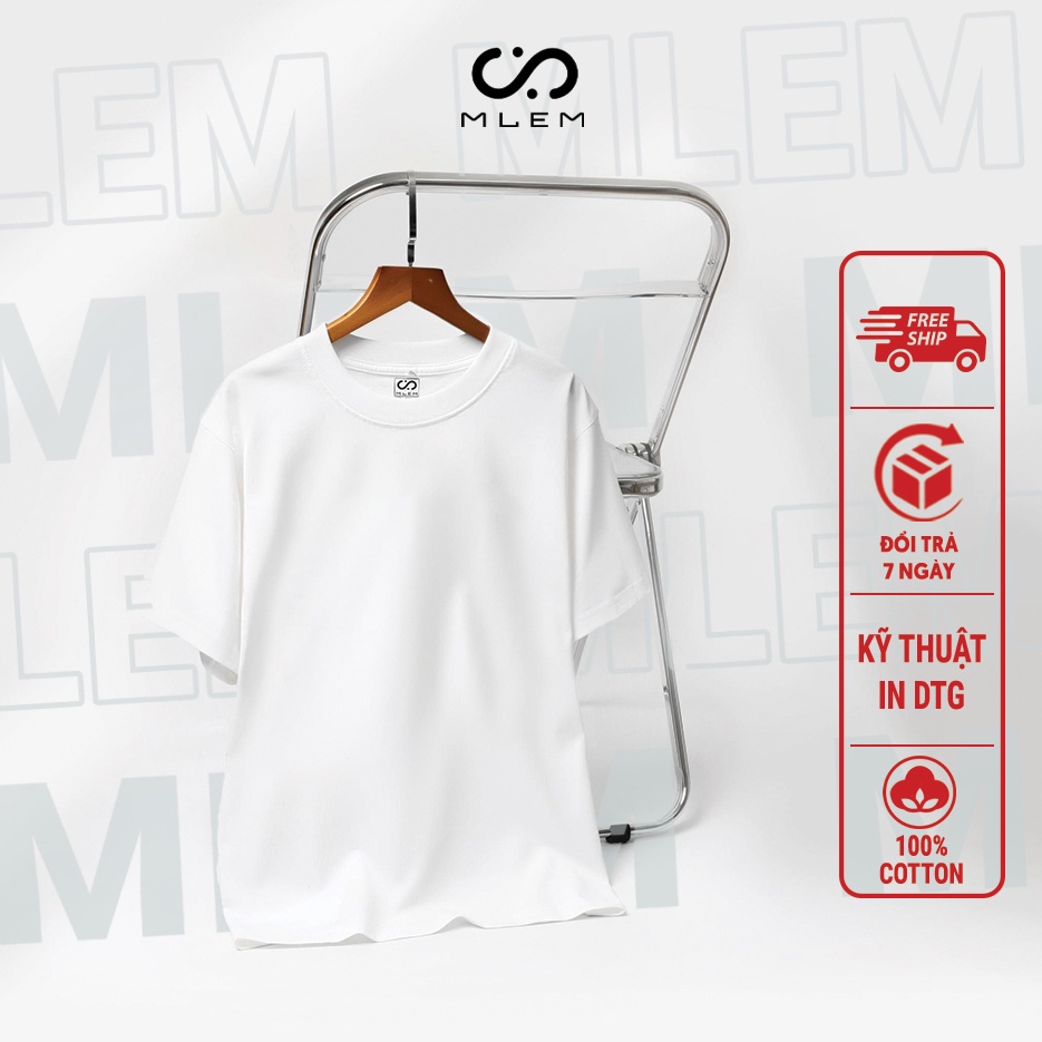 Áo Thun Nam Nữ Trắng Đen Trơn MLEM Tshirt 100% Cotton Áo Phông Cổ Tròn Basic Body Form Ôm Đẹp