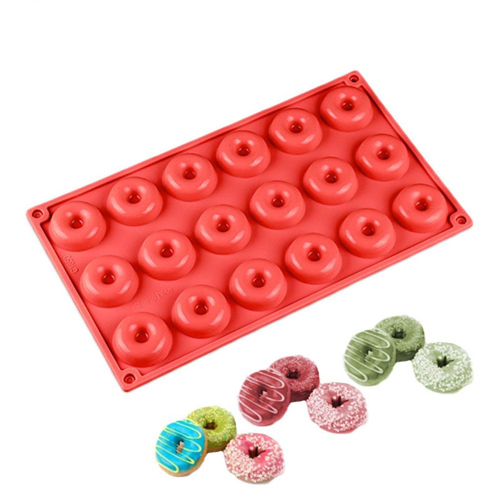 Khuôn Silicone Làm Bánh Donut 18 Ngăn Hình Tròn Màu Sắc Ngẫu Nhiên