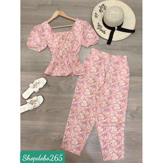 Đồ bộ nữ,đồ ngủ mặc nhà vải lụa họa tiết hoa nhí thời trang.