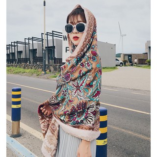 Khăn choàng đi biển vintage, khăn đi biển thổ cẩm cao cấp 2021