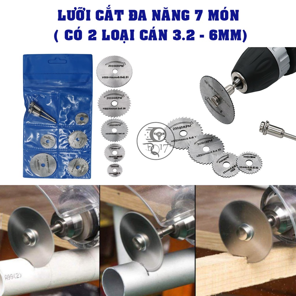 [ BỘ 7 MÓN LƯỠI CẮT DÙNG CHO MÁY KHOAN ] dùng để cắt gỗ, inox, thủy tinh,Biến máy khoan thành máy cắt - máy cưa mini