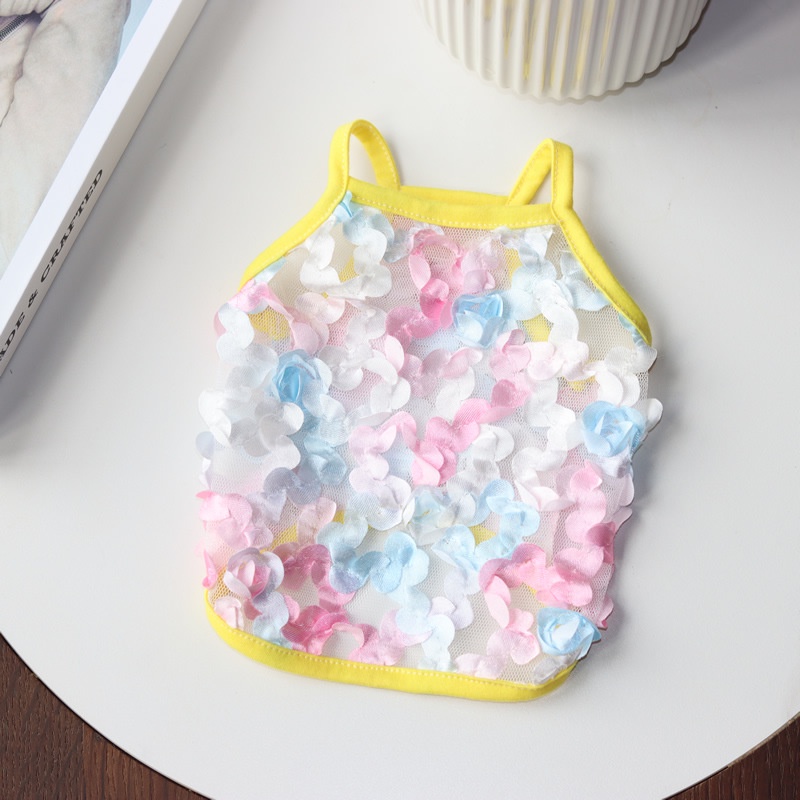 Áo Hai Dây Phối Ren Hoa Thoáng Khí Chống Rớt Cho Thú Cưng