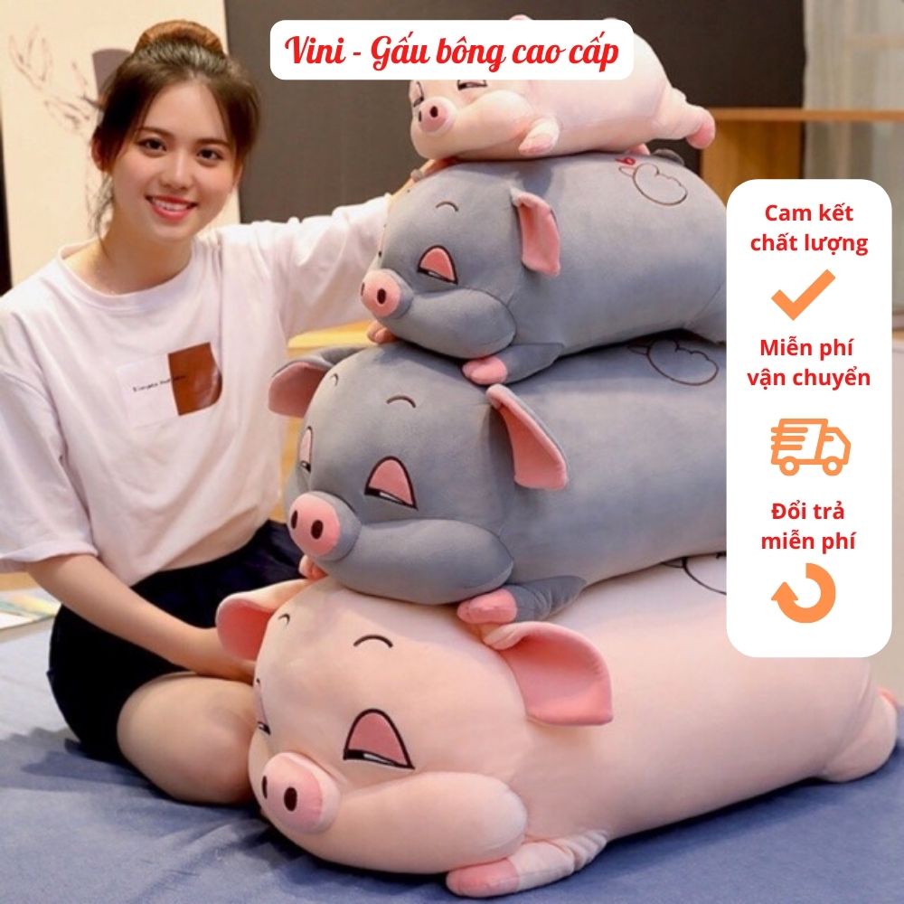 Gấu Bông Heo Hồng - Gối Ôm Heo 35cm - 70cm .Thú Nhồi Bông phê cần lim dim Siêu to khổng lồ béo ú đáng yêu ngộ nghĩnh