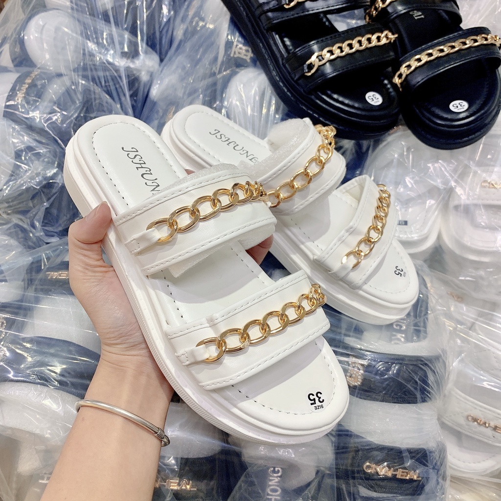 dép 2 quai dây xích đế xuồng mẫu mới (rẻ vô địch ) ( PU 2CM QUAI XÍCH)