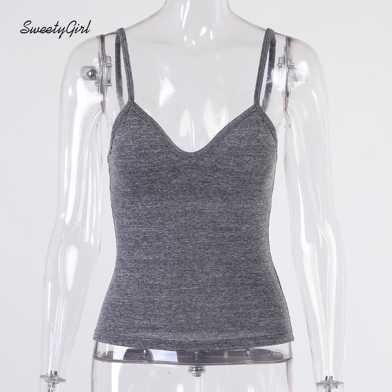 Áo Hai Dây Cổ Chữ V Màu Trơn Thời Trang Dành Cho Nữ