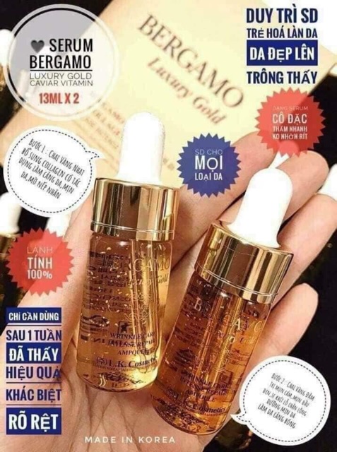 Serum #Bergamo Luxury Gold Collagen & Caviar (HÀNG CHÍNH HÃNG)