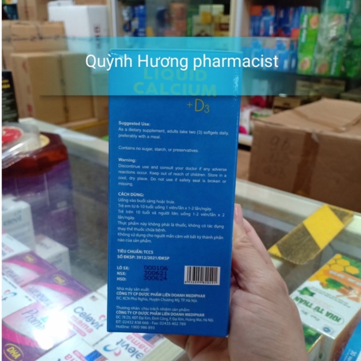 Viên uống LIQUID CALCIUM D3 lọ 100 viên giúp xương chắc khỏe
