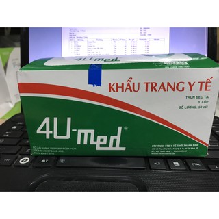 Set 2 hộp khẩu trang 4U Med 3 lớp kháng khuẩn (Hộp 50 cái)