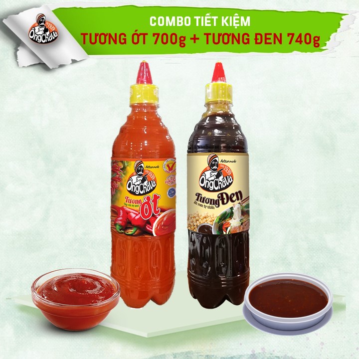 Combo : Tương ớt 700g và Tương đen 740g Ông Chà Và