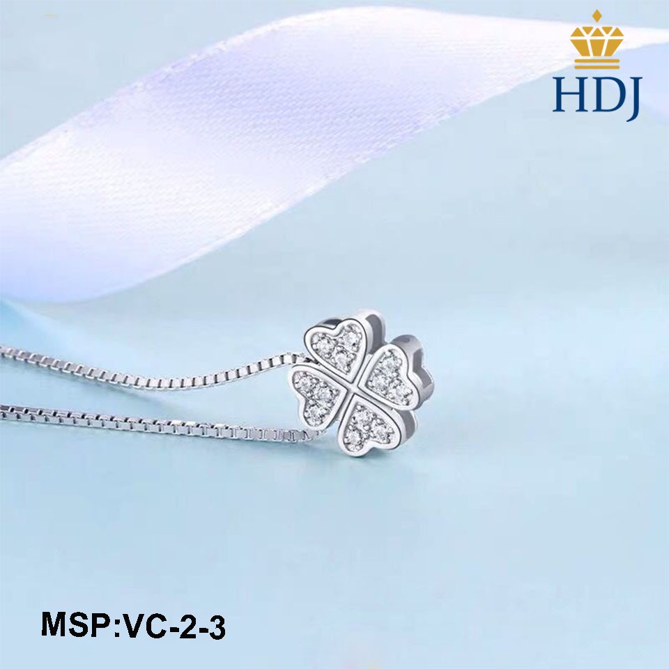 Vòng Cổ bạc Ý 925 Hình Cỏ bốn lá may mắn trang sức cao cấp HDJ mã VC-2-3 Hàng Chính Hãng