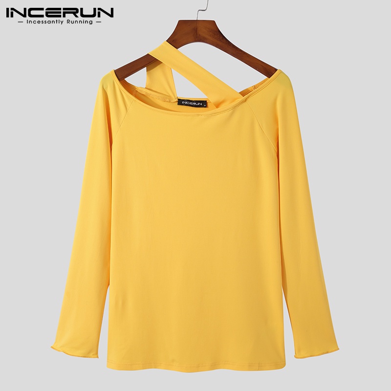 INCERUN Nam giới Dây đeo tay dài thông thường Hollow Out Áo thun co giãn