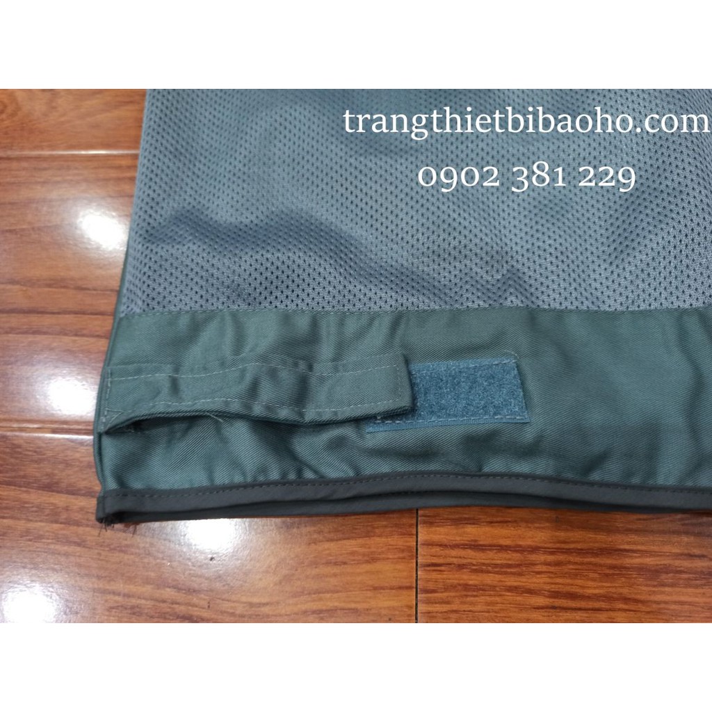 Áo khoác ghile phản quang 3 kéo 5 túi màu xanh rêu