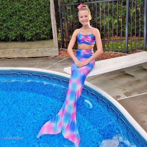 CL❀❀  Girls Kids Swimsuit Mermaid Tail Swimming Costume Set