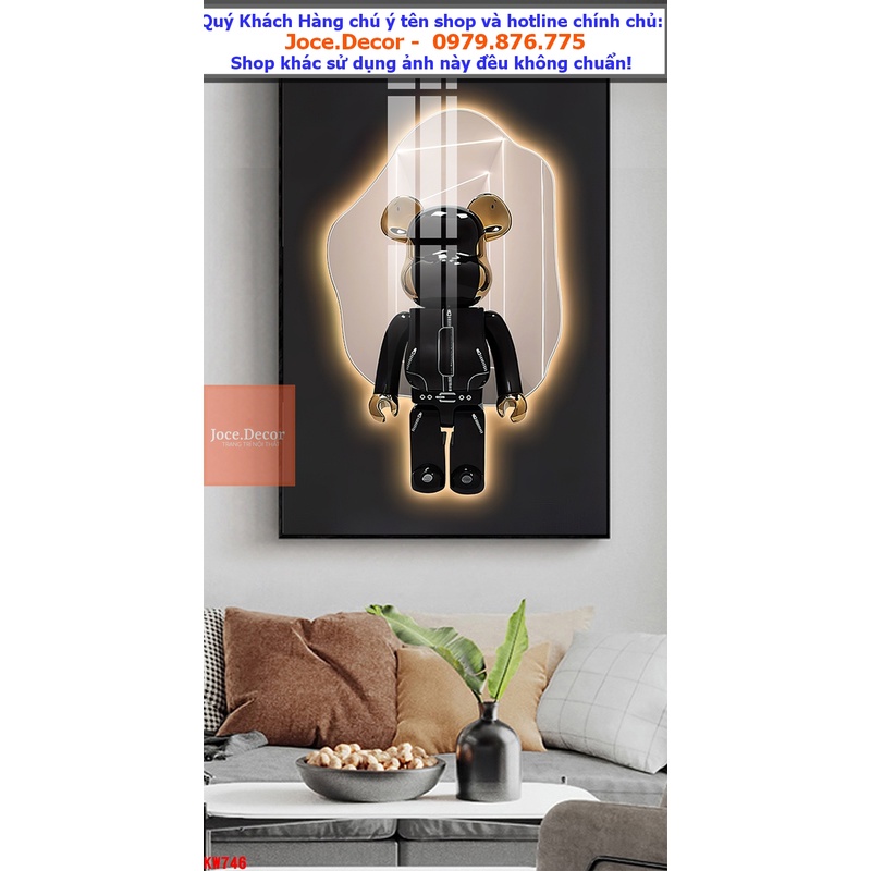 Tranh tráng gương Gấu Bearbrick, Kaws Toy, Phi Hành Gia, Robot, Marvel, tranh treo tường decor bền đẹp 40 năm N2