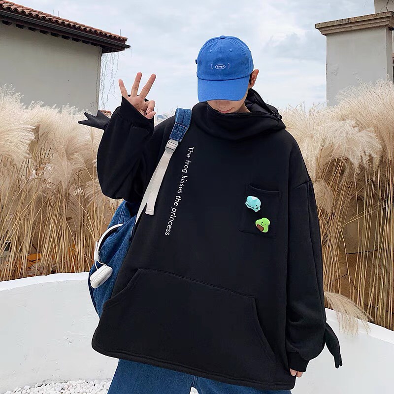 ÁO HOODIE MŨ ẾCH KÍN ĐẦU NỈ