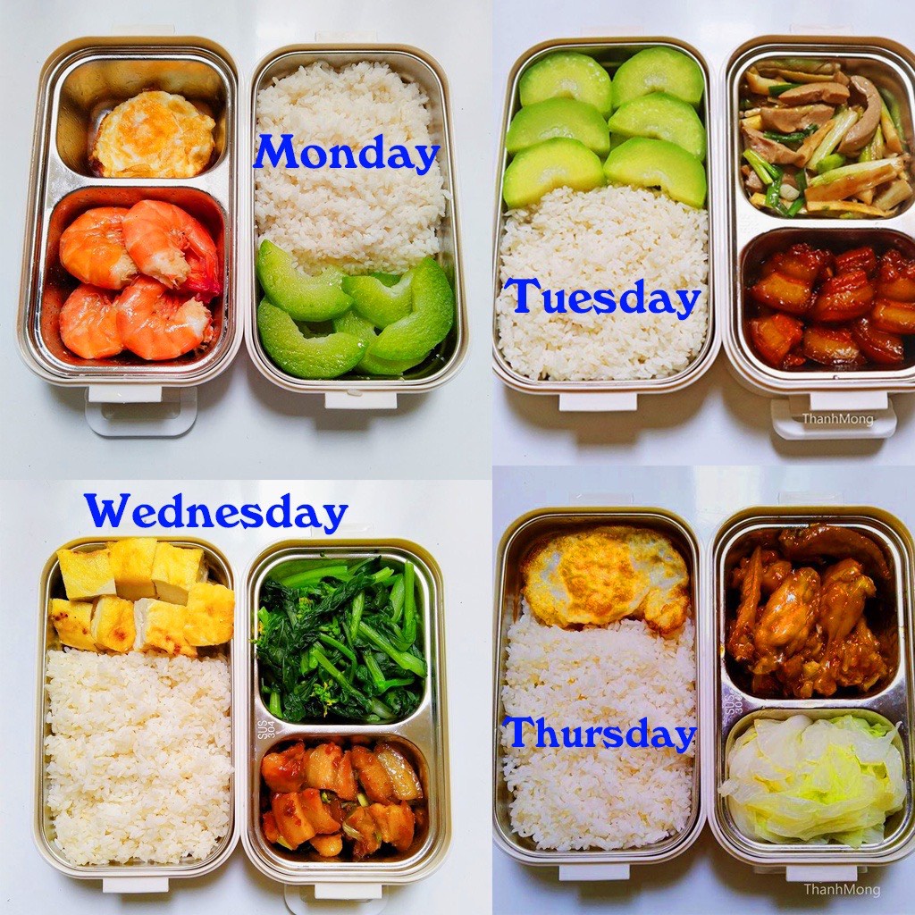 Hộp Đựng Cơm Giữ Nhiệt Ăn Trưa Văn Phòng 3 Ngăn - Nhựa/Lúa Mạch- Kèm Thìa Cao Cấp inox 304