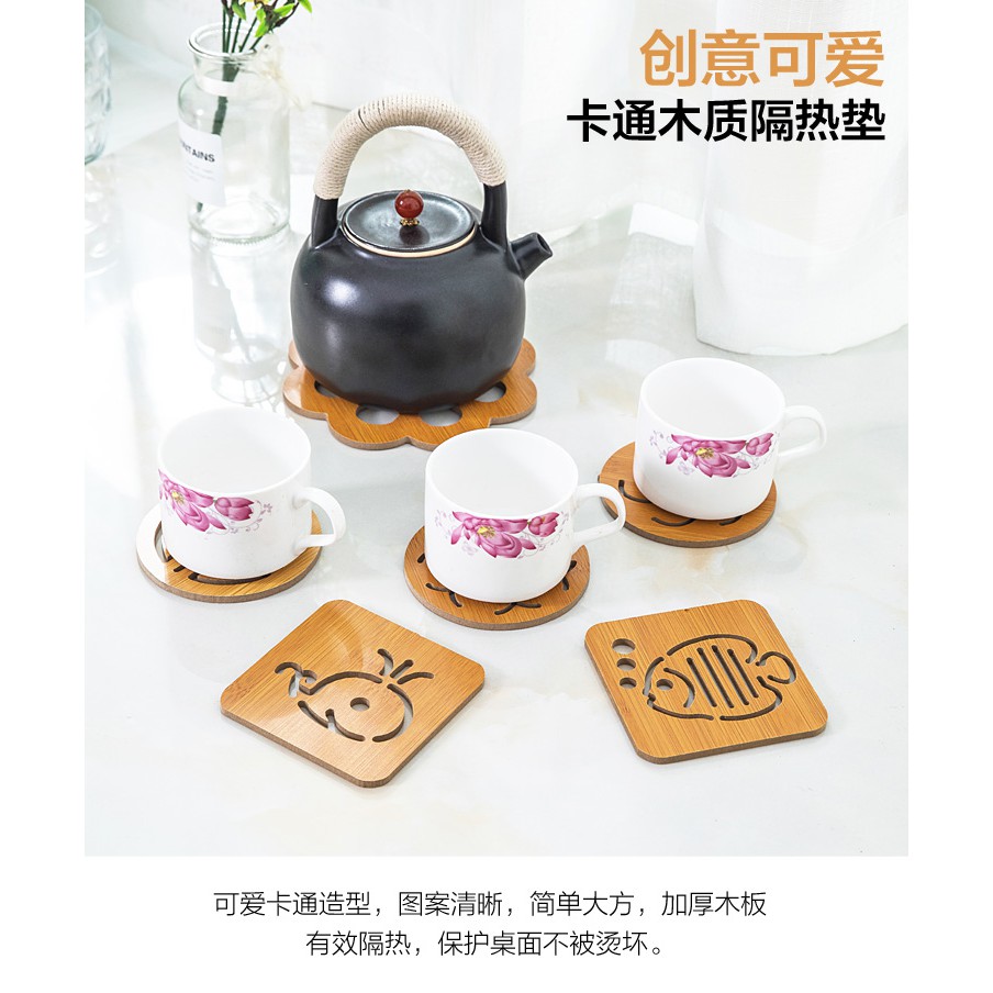 Đế Lót Ly Bằng Gỗ Chống Nóng Chống Trượt Kiểu Dáng Hoạt Hình | BigBuy360 - bigbuy360.vn