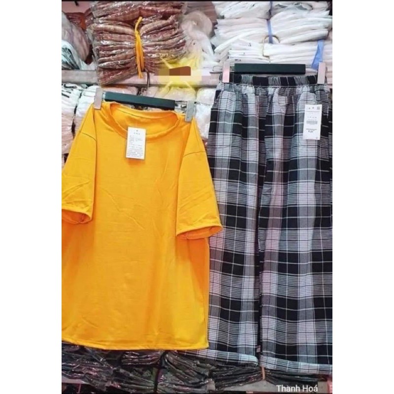 Sét Áo Thun + Quần Kẻ Xuông