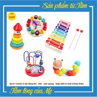 COMBO SET 5 MÓN ĐỒ CHƠI GỖ (0-3 TUỔI)