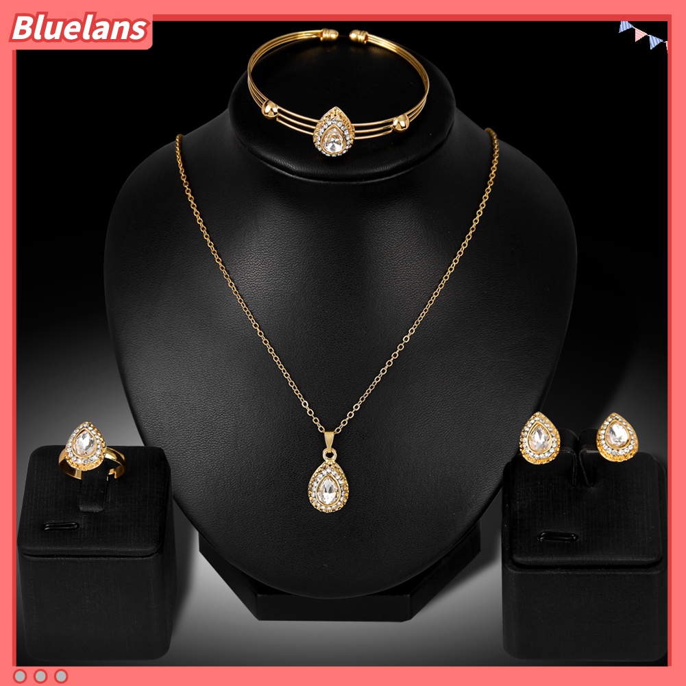 Bộ Trang Sức Mạ Vàng Hình Giọt Nước Đính Đá Nhân Tạo Dành Cho Nữ