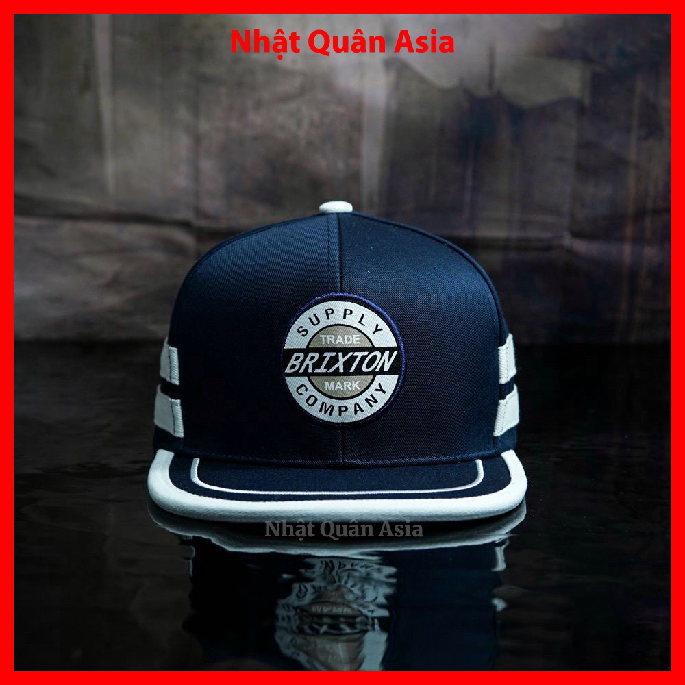Nón Brixton xanh navy phối trắng snapback