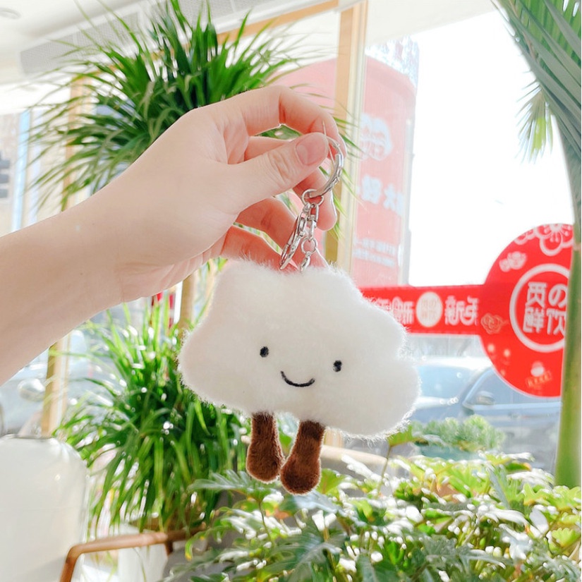 Móc khóa gấu bông hình Đám mây mặt cười treo balo nhiều hình cute xinh xỉu trang trí túi xách siêu dễ thương