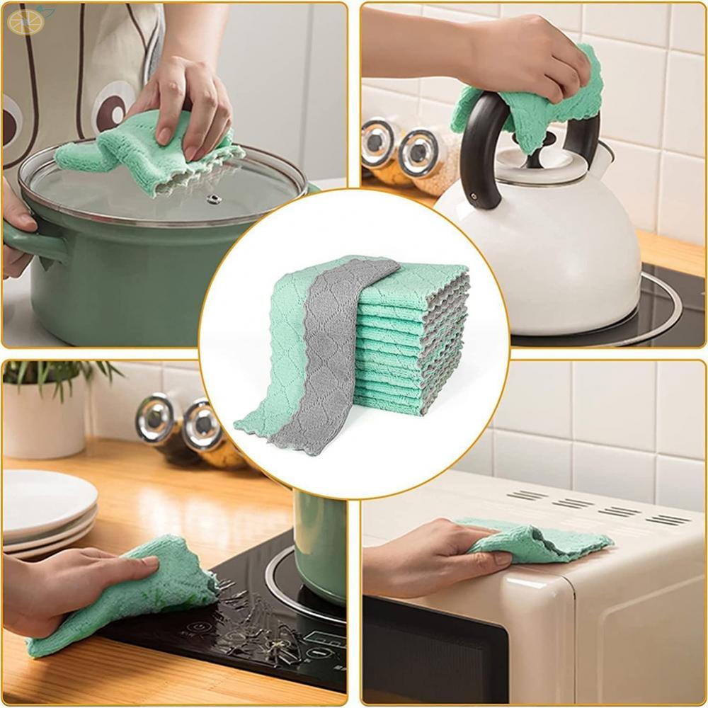 【VARSTR】12X Dish Towels For Kitchen Absorbent Kitchen Towels Coral Fleece Cleaning Rags Brand New