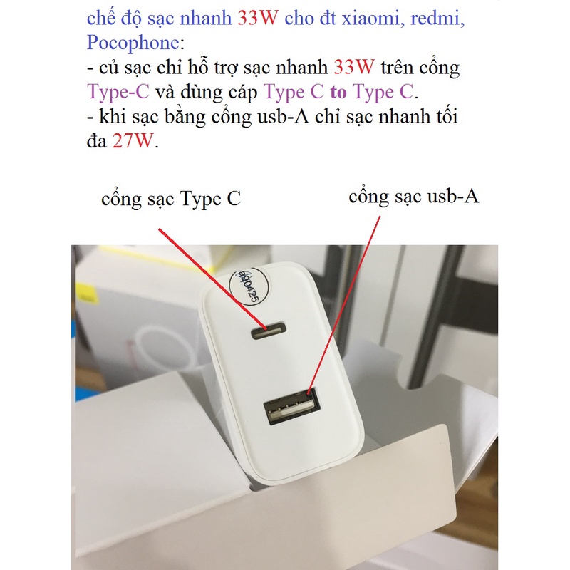 củ sạc 33W Xiaomi 2 cổng sạc Mi AD332EU