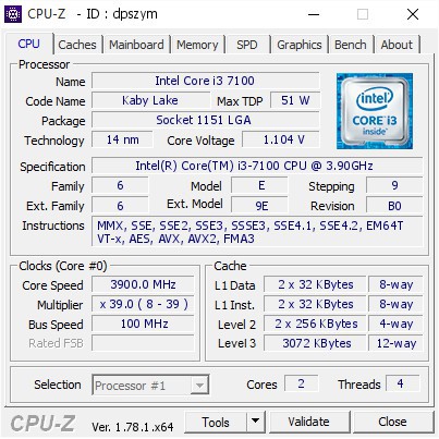 CPU Intel Core i3-7100 3.9 GHz Chip i3 7100 cũ 21