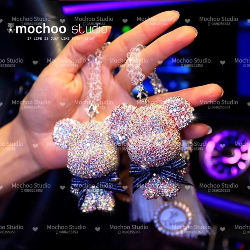 Móc Treo Gương Oto Gấu Đính Đá Trang Trí Oto Phụ Kiện Trang Trí Xe Hơi