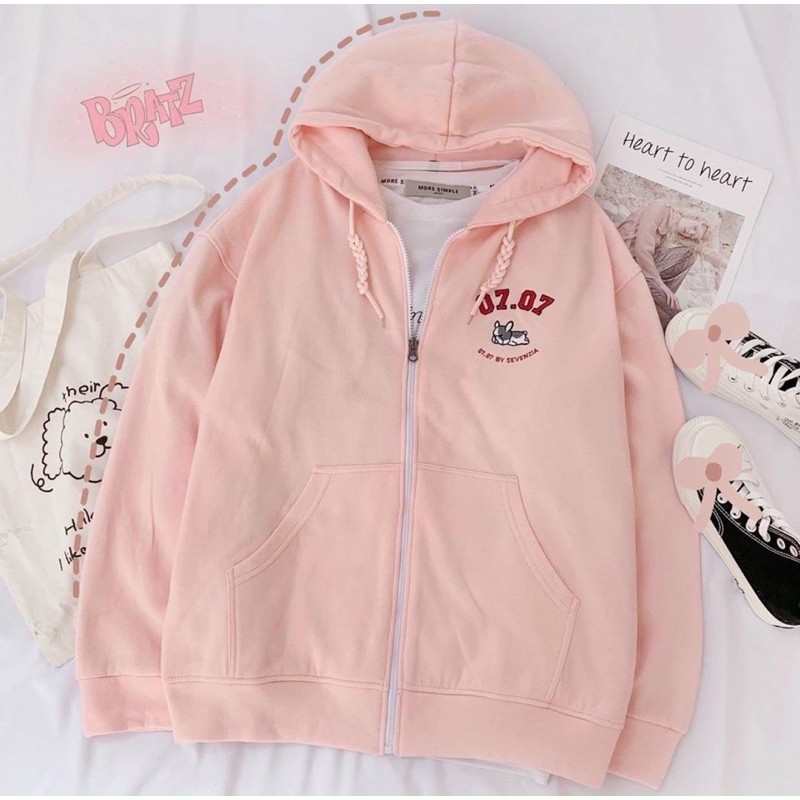 ÁO KHOÁC HOODIE THÊU 07.07 chất vải dày nỉ loại tốt chống nắng đi chơi thoải mái