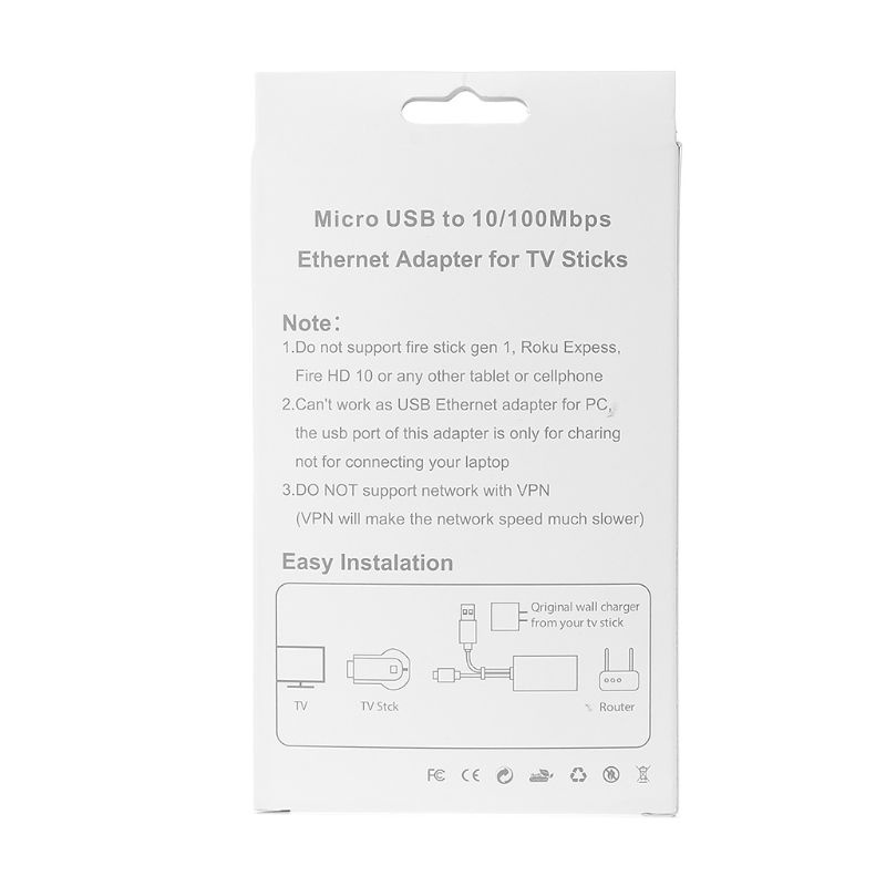 Bộ ChuyểN ĐổI zzz USB2.0 Sang RJ45 10 / 100 Mbps Cho TV / Chromecast Ultra