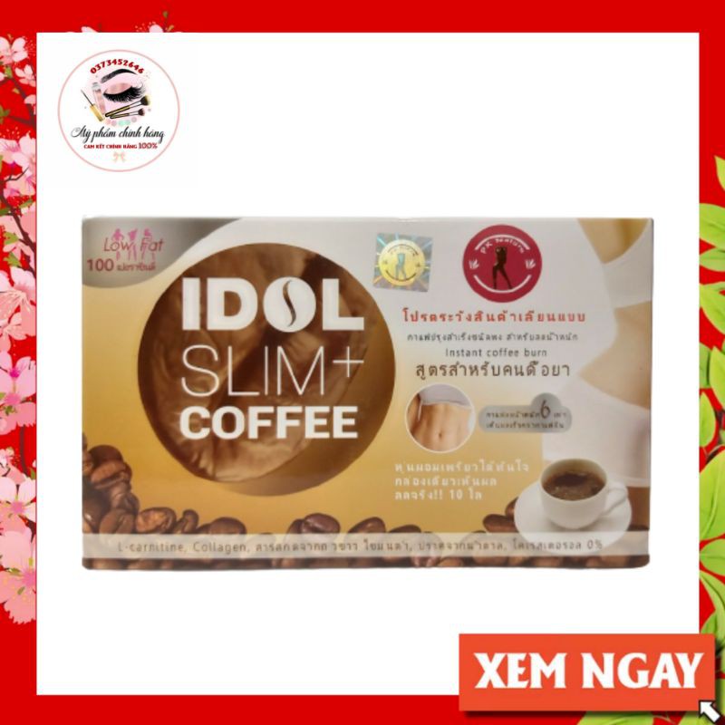 Cà Phê Giảm Cân Idol Slim Coffeee Thái lan, Giảm Mạnh, Giảm 3-5kg tùy theo cơ địa ( hộp 10 gói )