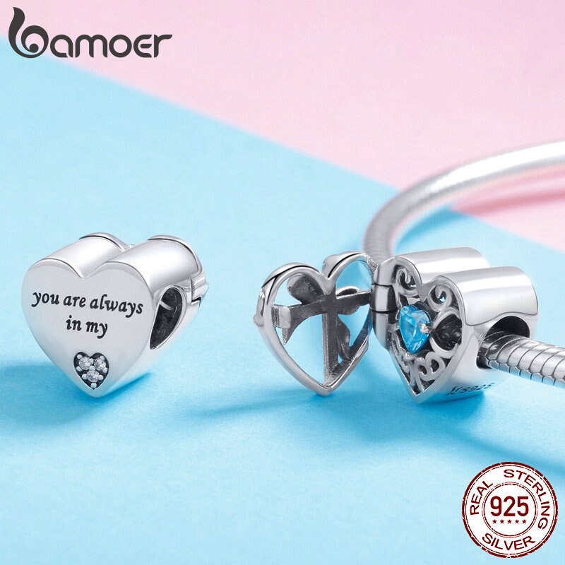 Hạt Phụ Kiện Bamoer SCC1053 Trái Tim Dạng Hộp Dùng Làm Trang Sức