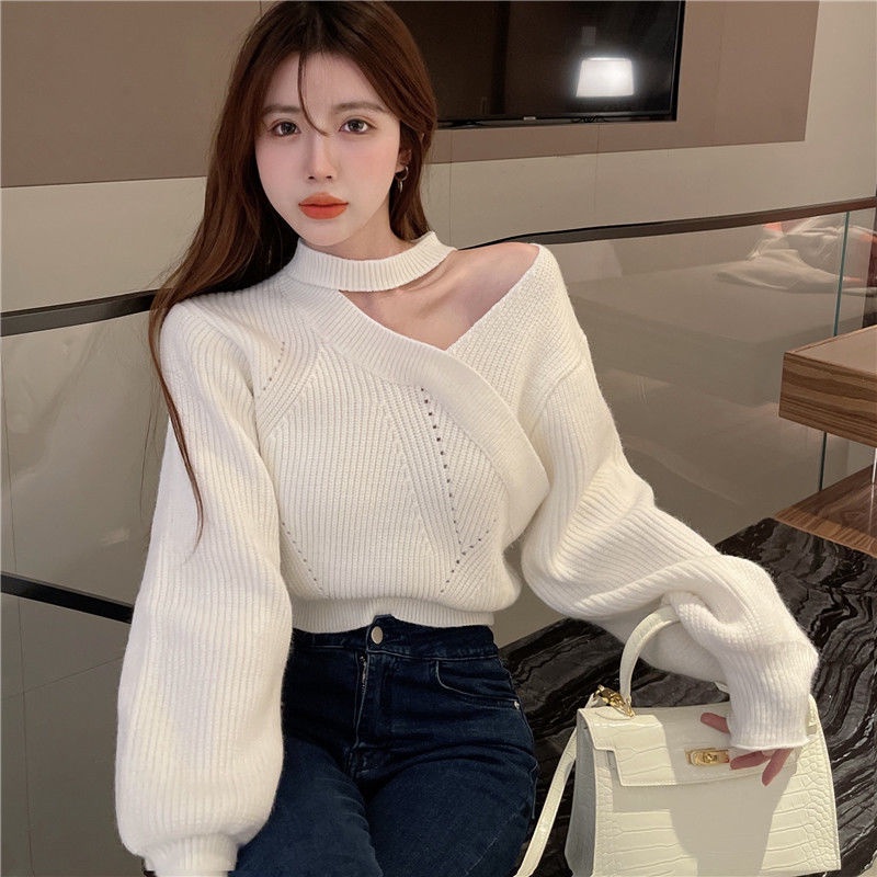 [Sản phẩm mới giá rẻ]Áo Sweater Dệt Kim Tay Phồng Thời Trang Mùa Đông Quyến Rũ Mới