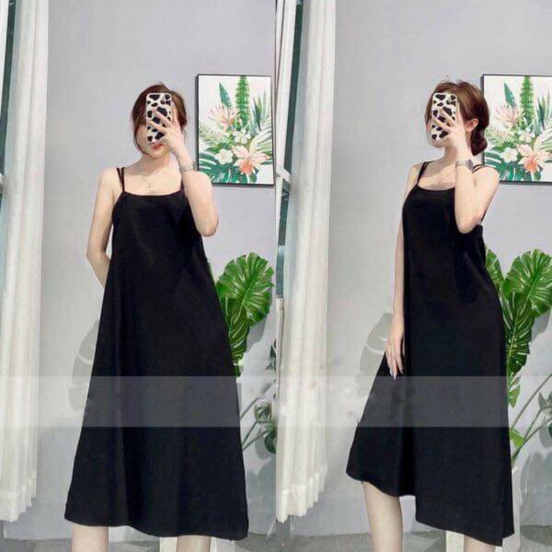 Đầm 4 dây chéo FM Style dáng suông nữ hoạ tiết trơn phong cách Hàn Quốc  I Fm Style Online 220319118