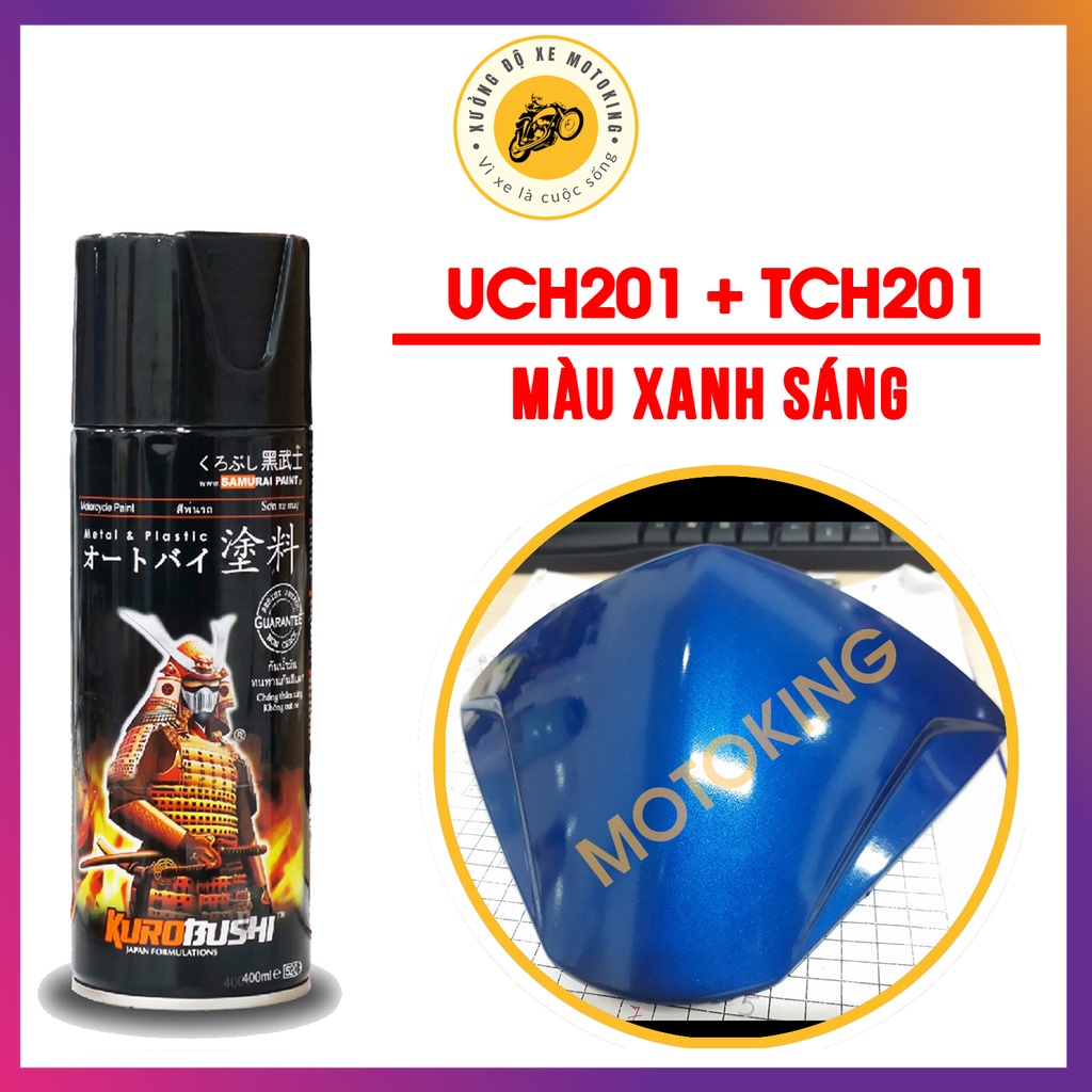 Combo Sơn samurai hai lớp màu xanh tím UC + TCH202 loại 2K chuẩn quy trình độ bền 5 năm gồm 2K04 - UCH202 - TCH202 -2k01