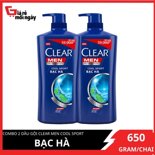 Combo 2 dầu gội clearmen cool sport bạc hà 630g
